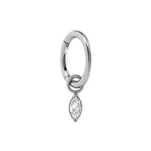 Clicker Ovale in Titanio ASTM F136 con Pendente di Zirconia