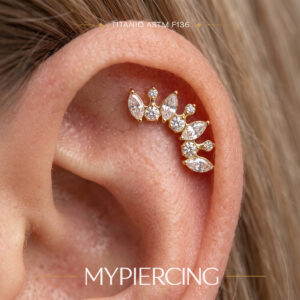 Labret de titanio con cluster de circonitas