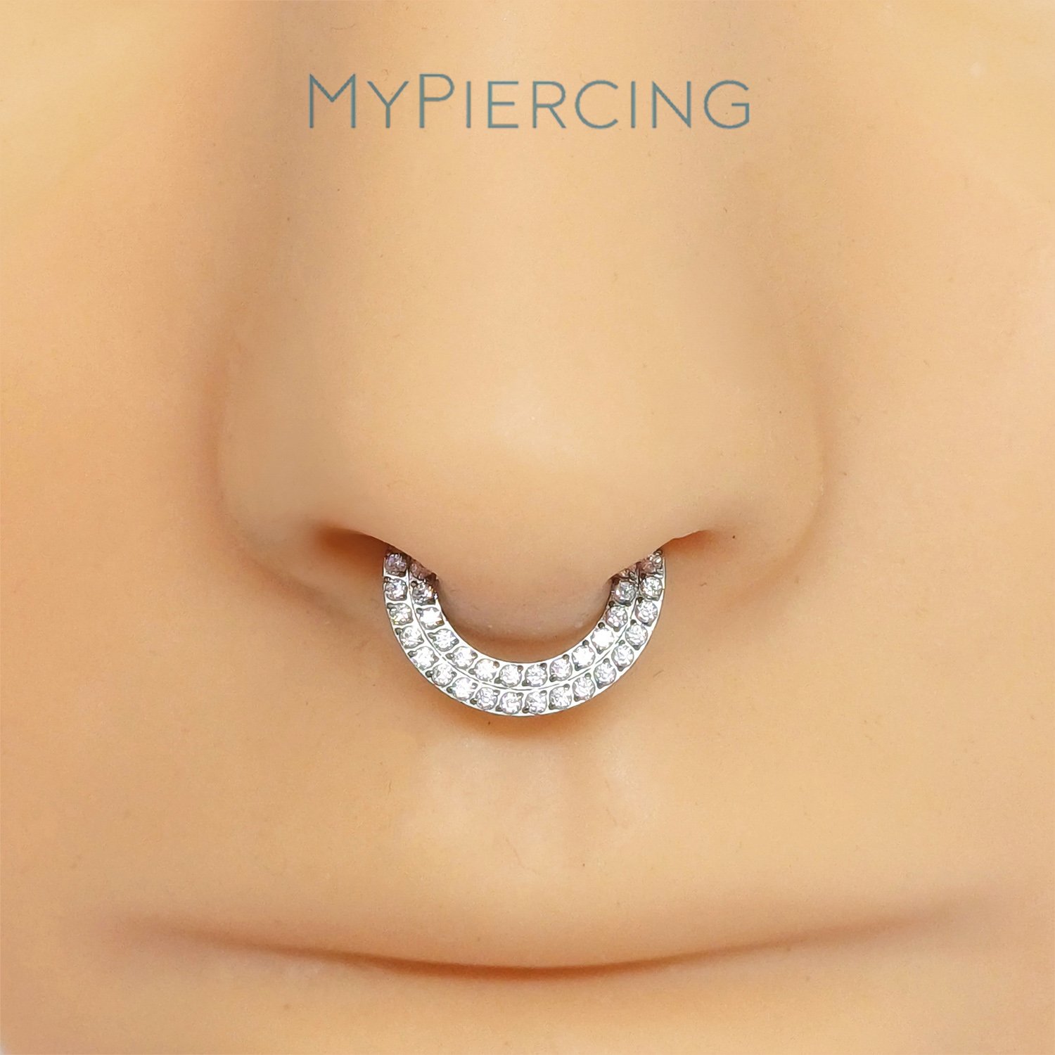 Anello di Titanio ASTM F136 con Due File di Zirconie - immagine 2