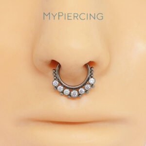 Anello Clicker di Titanio ASTM F136 con Zirconi