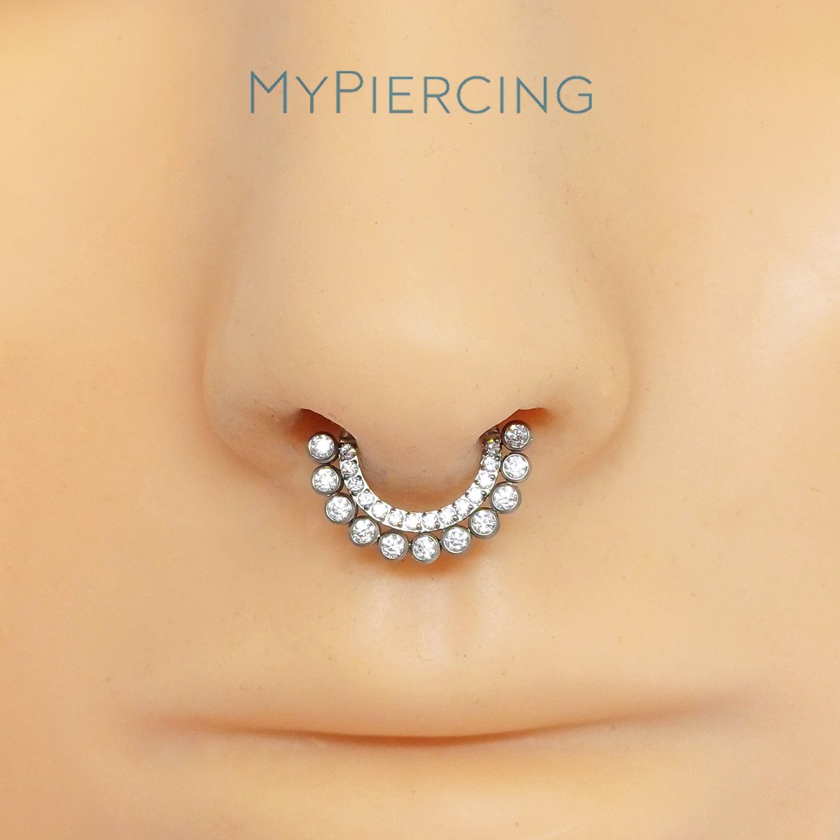 Anello Clicker Ventaglio di Zirconi in Titanio ASTM F136 - immagine 2