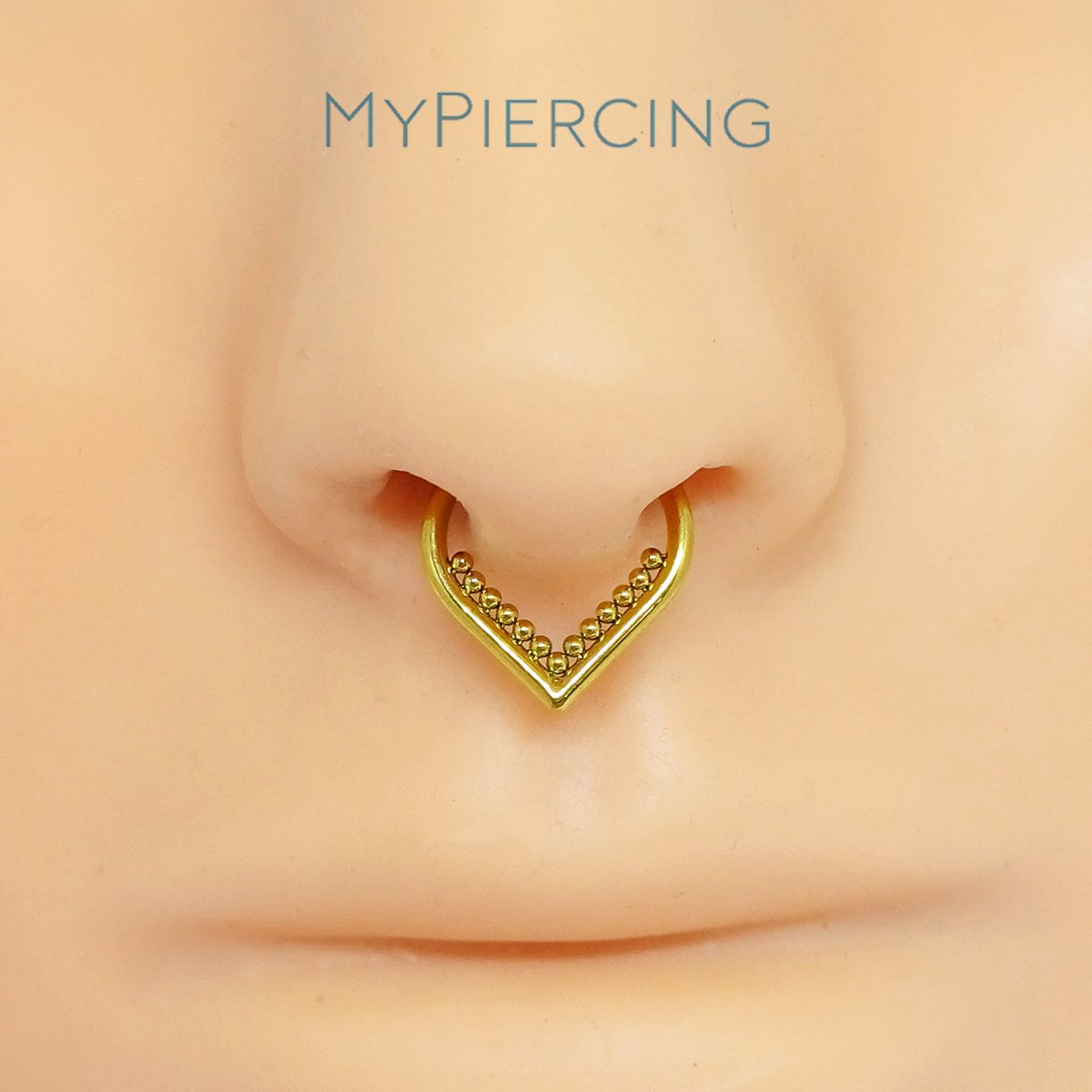 Anello Clicker V Liscio Beaded in Titanio ASTM F136 - immagine 2