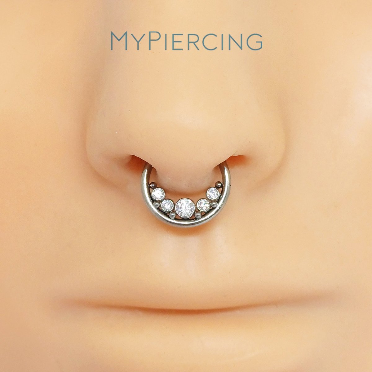 Anello Clicker Mix di Titanio ASTM F136 con Zirconi - immagine 2