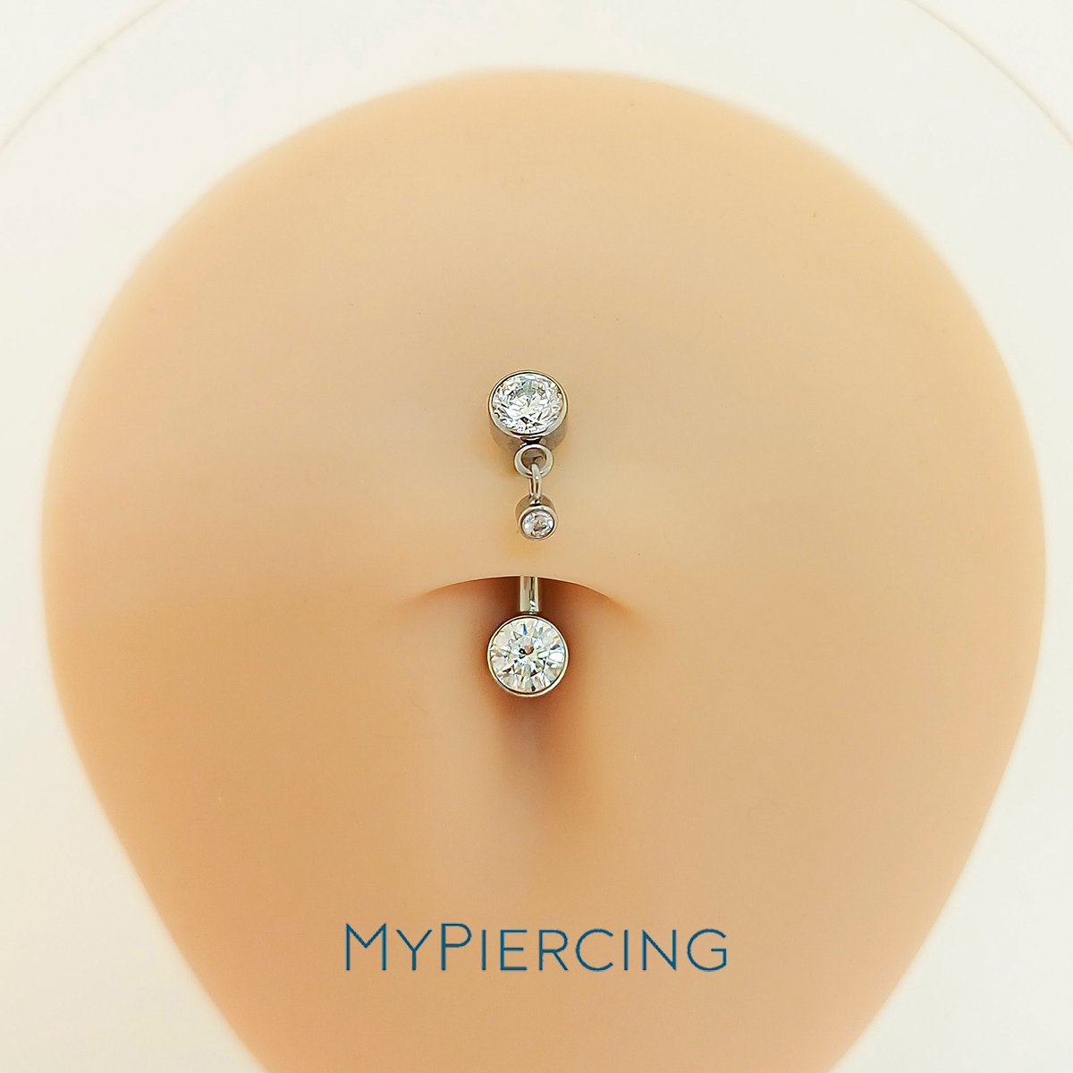 Banana Piatta con Pendente di Zirconia in Titanio ASTM F136 - immagine 2