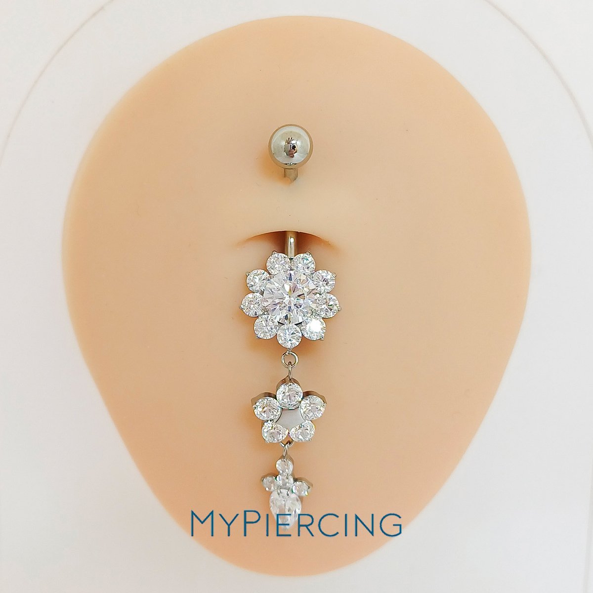 Banana Fiore Pendente Con Zirconie Di Titanio ASTM F136 - immagine 2