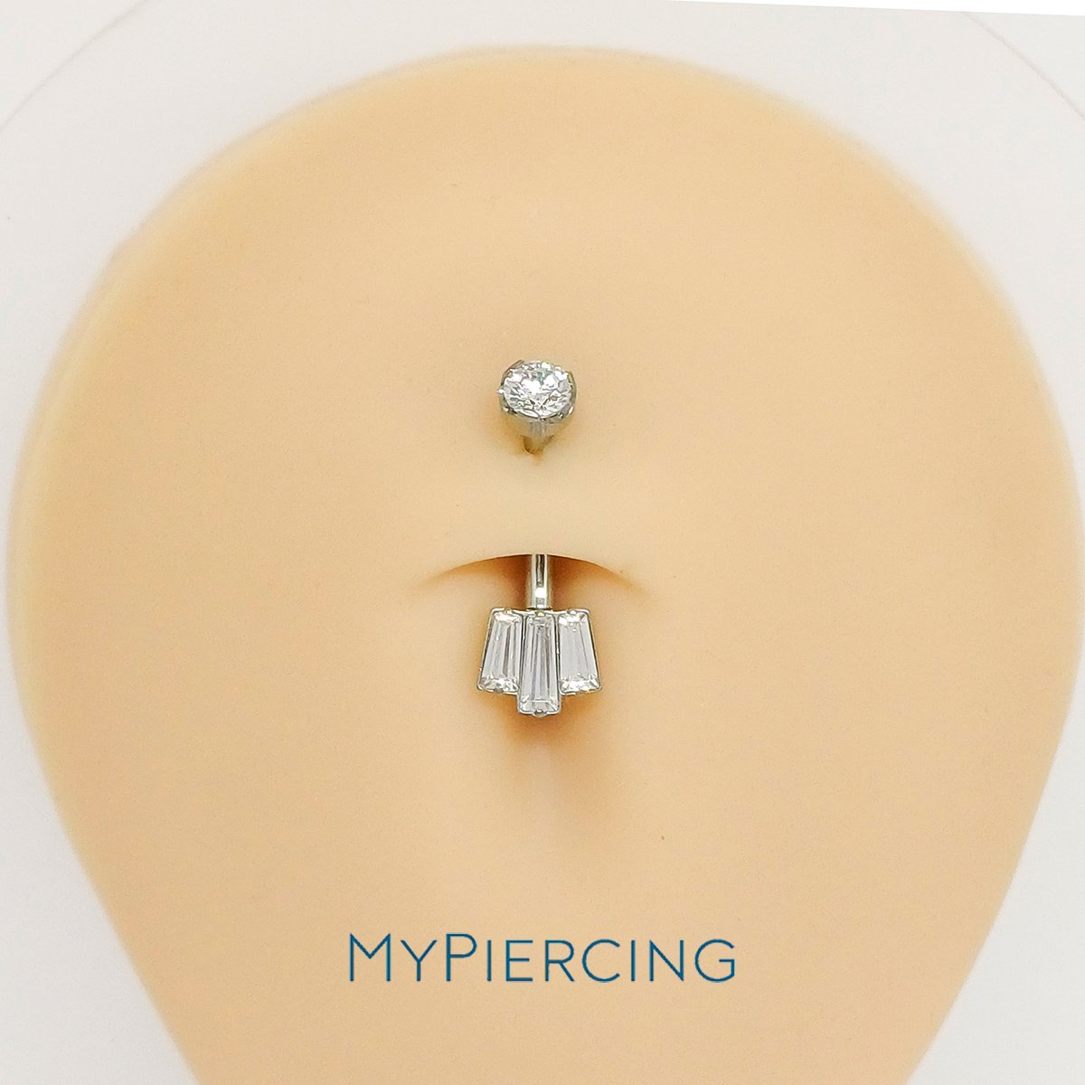 Banana Con Zircônia Baguette Trapezio Di Titanio ASTM F136 - immagine 2