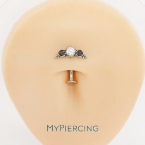 Banana Di Titanio ASTM F136 Cluster con zirconi e Beads