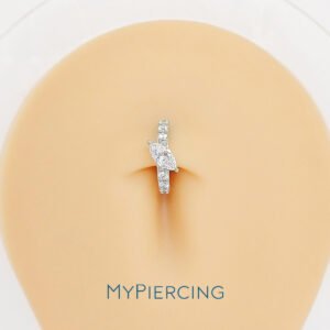 Anello Ombelicale Ovale Cobalto Cromo Con Marquise