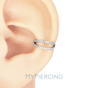 Anello Clicker di Titanio ASTM F136 Doppio Incassato di Zirconi