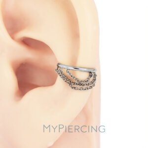 Anello Clicker Liscio con 3 Catene di Titanio ASTM F136