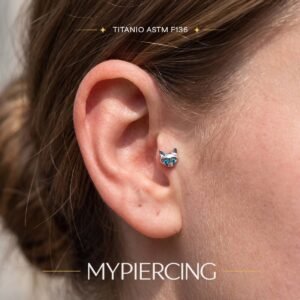 Labret Gatto di Titanio con Zirconi