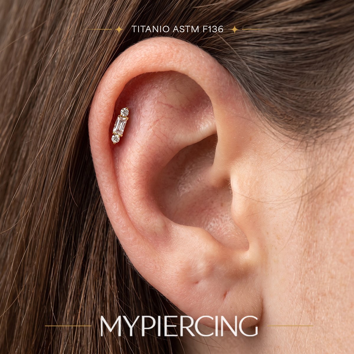 Labret Baguette de Titânio com Zircônias · imagem 2