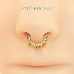 Anello Clicker di Titanio ASTM F136 con Piramide Beads e Zirconi