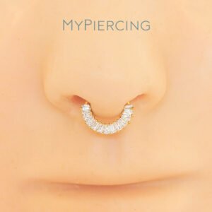 Anello Clicker di Titanio ASTM F136 con Zirconi Baguette