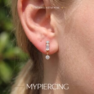Labret in Titanio con Zircone Baguette e Pendente