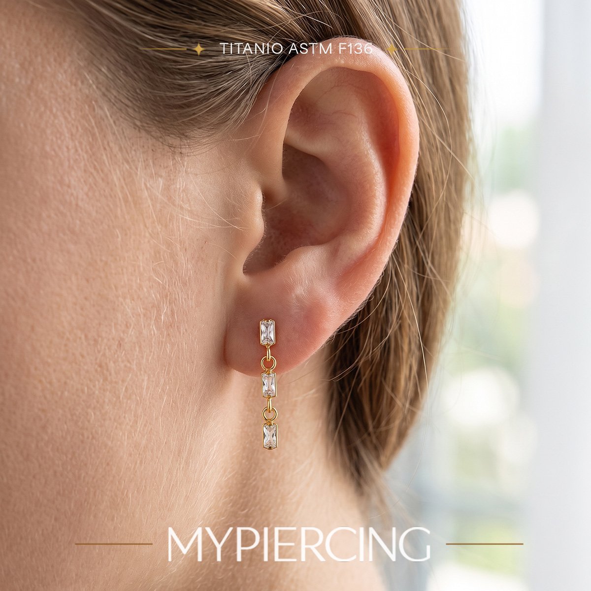 Labret Pendurado de Titânio 3 Baguetes · imagem 2