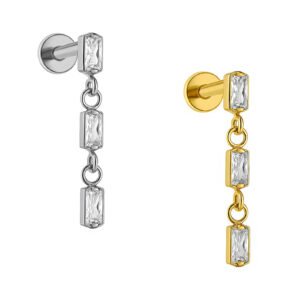 Labret di Titanio con Zirconi Baguette