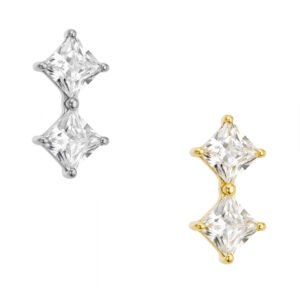 Labret di Titanio Zirconia Quadrata Doppia