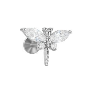 Labret Libellula di Titanio con Zirconi