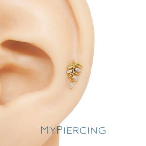 Labret Ramo Pendente con Petali di Zirconia in Titanio ASTM F136