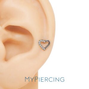Labret Cuore Mezzo Incastonato di Zirconia in Titanio ASTM F136