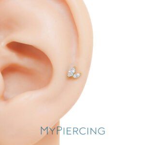 Labret di Titanio con Due Zirconi Navette