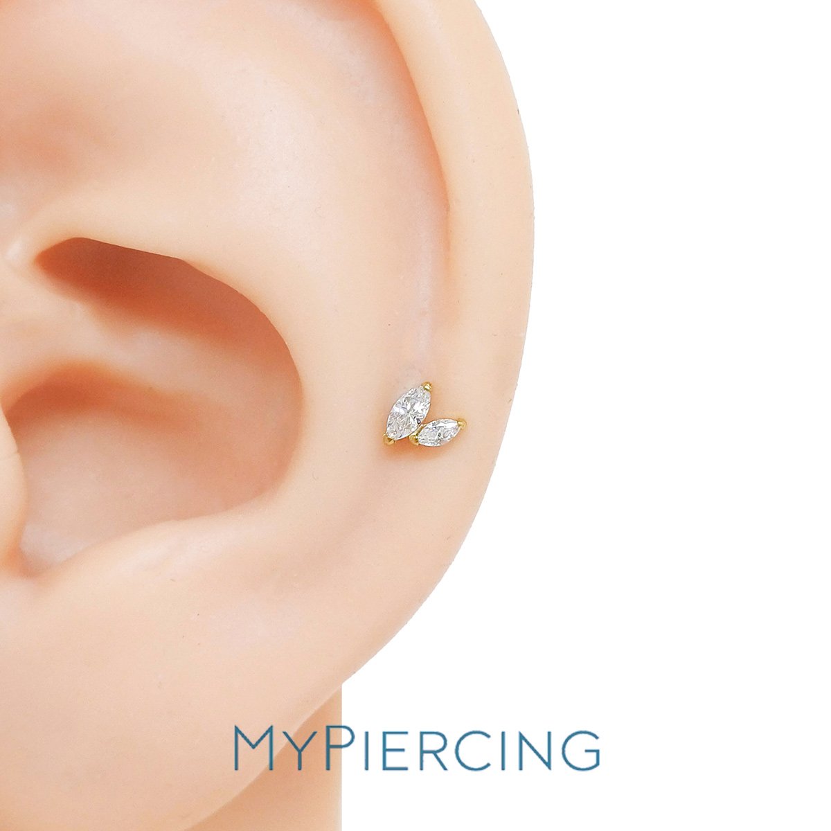 Labret di Titanio con Due Zirconi Navette - immagine 2