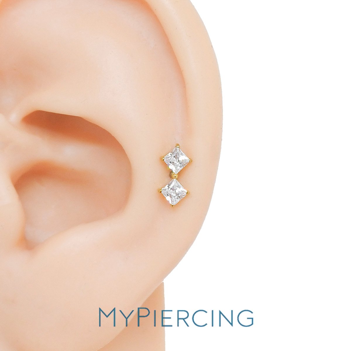 Labret di Titanio Zirconia Quadrata Doppia - immagine 2