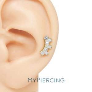 Labret Baguette Zigzag con Zirconi di Titanio ASTM F136