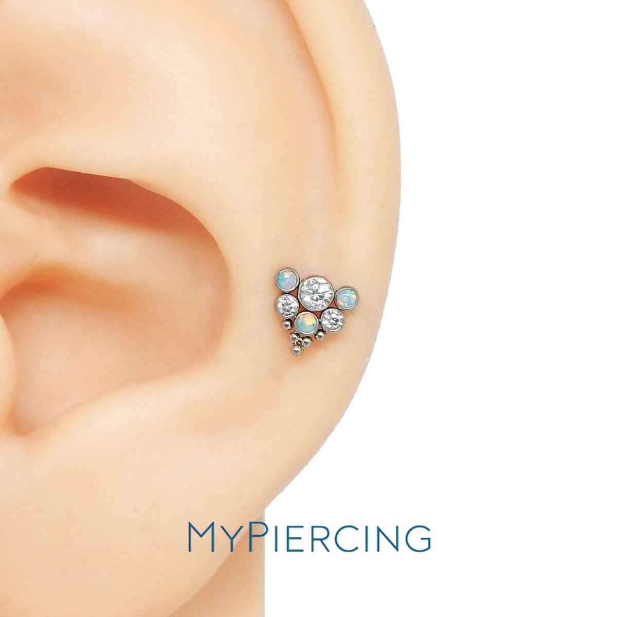 Labret 3 Zirconi 3 Opale mix beaded Titanio ASTM F136 - immagine 2