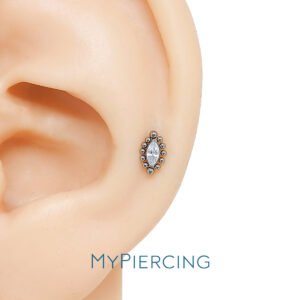 Labret Navete di Zirconia Con Beads di Titanio ASTM F136