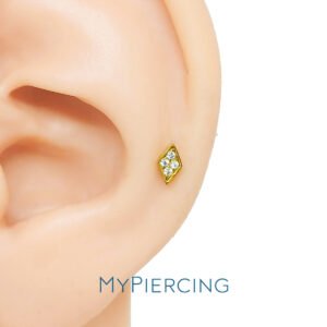 Labret Rombo con 4 Zirconi in Titanio ASTM F136