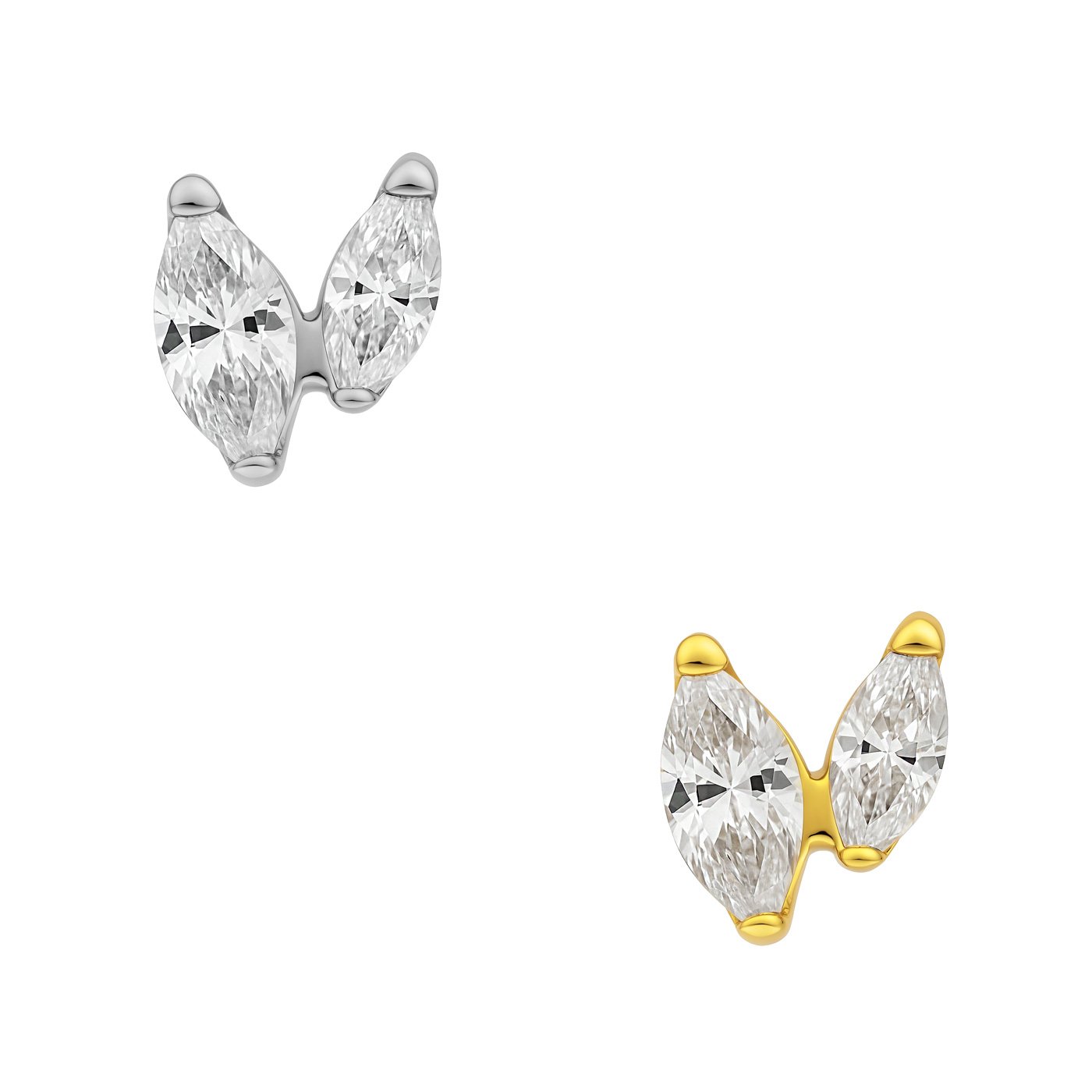 Labret di Titanio con Due Zirconi Navette