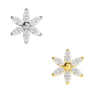 Labret Fiore Stella con Zirconi di Titanio ASTM F136