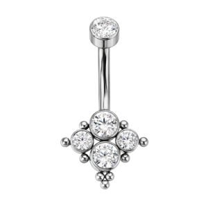 Banana Indiane Con 4 Zircôni e 9 Beads Titanio ASTM F136