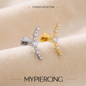 Labret in Titanio Cluster Curvo di Zircon