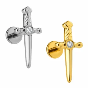 Labret Pugnale di titanio con Zirconi