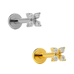 Mini fiore in titanio con zirconi