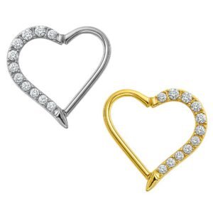 Anello Cuore di Titanio con Zirconi