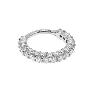 Clicker in Oro 18k Incastonato di Diamanti Sintetici Frontali e Laterali