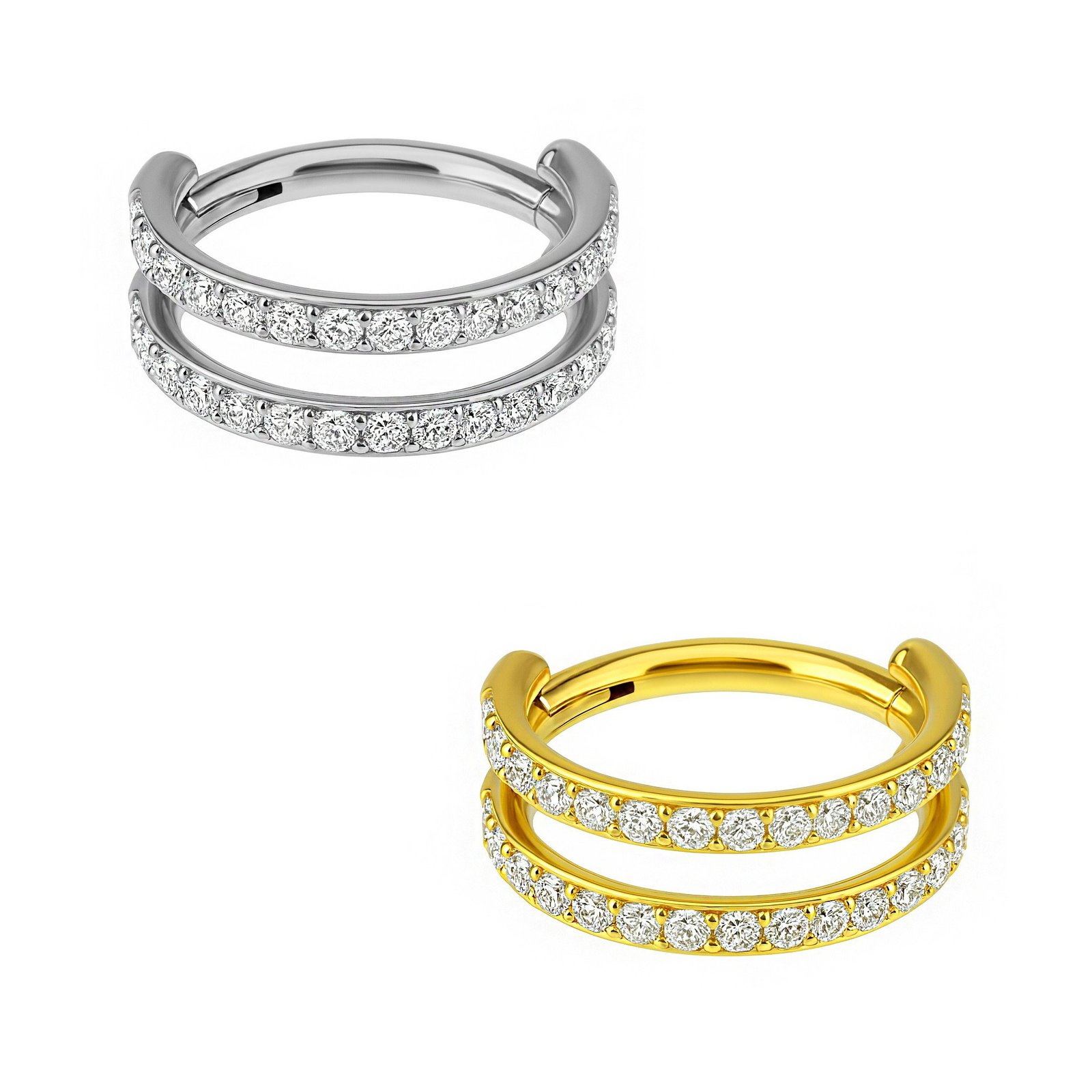 Anello Double Separato con Zirconi in Titanio ASTM F136