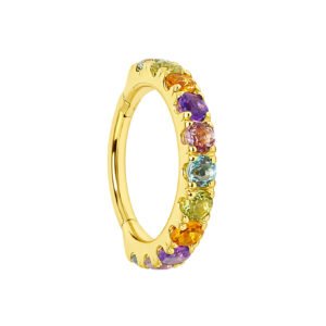 Clicker in Oro 18k con Pietre Genuine Multicolore