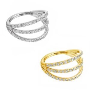 Anello Triple con Zirconi in Titanio ASTM F136