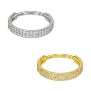 Anello Clicker di Titanio ASTM F136 con Due File di Zirconie