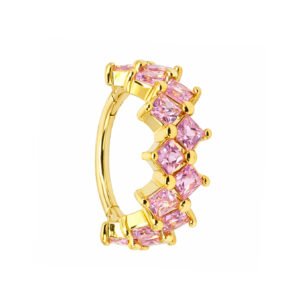 Anello Clicker in Oro 18k Con Zaffiro Rosa