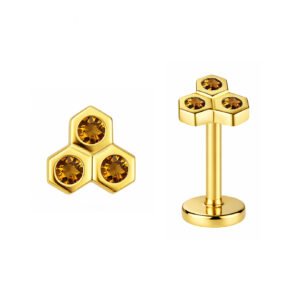 Labret in Oro 18k Favo di Miele di Citrino