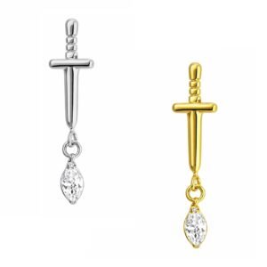Labret Pugnale di Titanio con Zirconi
