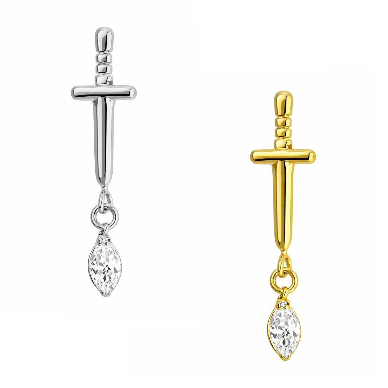 Labret Pugnale di Titanio con Zirconi