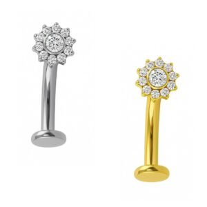 Ombelico di Titanio con Fiore di Zirconi