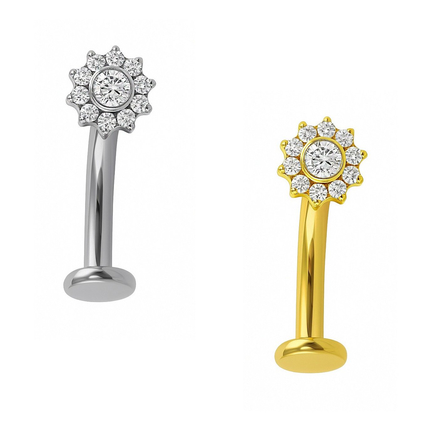 Ombelico di Titanio con Fiore di Zirconi